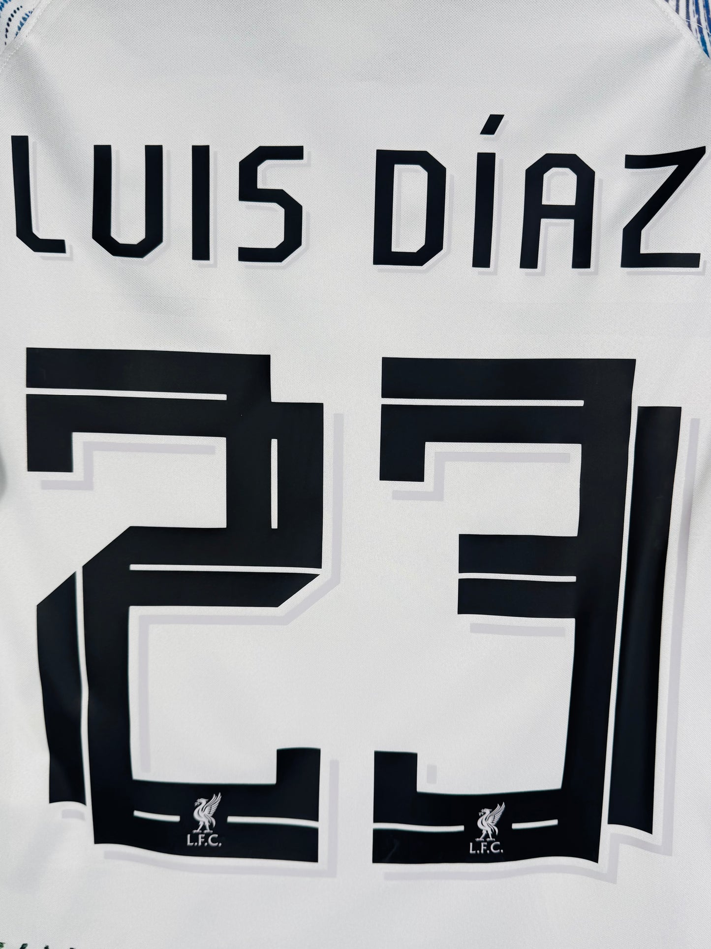 Flocage officiel arrière Luis Díaz 23 - Maillot Liverpool FC 2022-2023 Extérieur