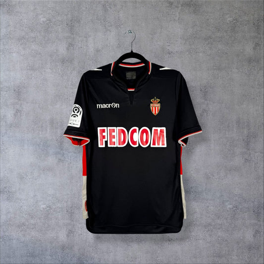 Face du maillot AS Monaco 2013-2014 extérieur Macron avec sponsor Fedcom et blason ASM
