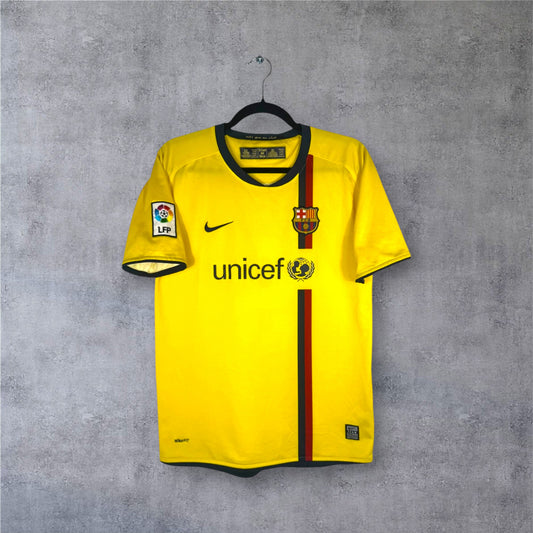 Maillot FC Barcelone 2008-2009 extérieur Eto’o Nike vue avant logo et sponsor