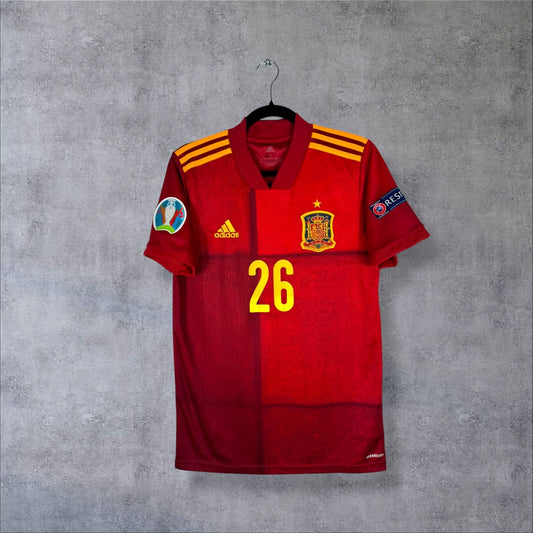 Maillot Espagne Euro 2020 domicile adidas face numéro 26 écusson RFEF