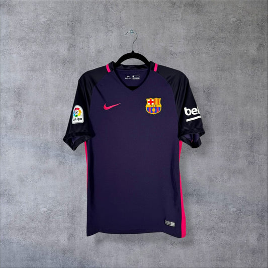 Maillot FC Barcelone 2016-2017 extérieur Nike face violet liserés rose fluo