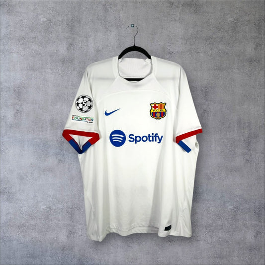 Maillot authentique FC Barcelone 2023-2024 Extérieur blanc Nike vue de face