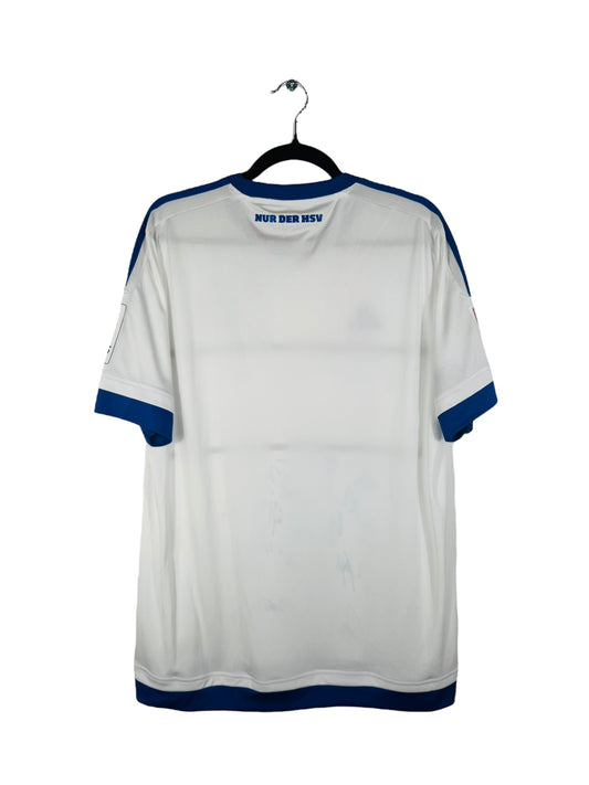 Maillot Hamburger SV 2015-2016 Domicile Adidas - Vue arrière, taille L, couleur blanc, signé.