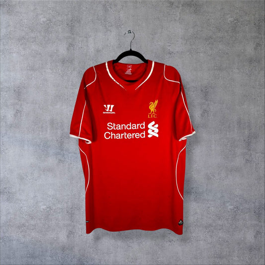 Maillot Liverpool 2014-2015 domicile face Warrior Standard Chartered