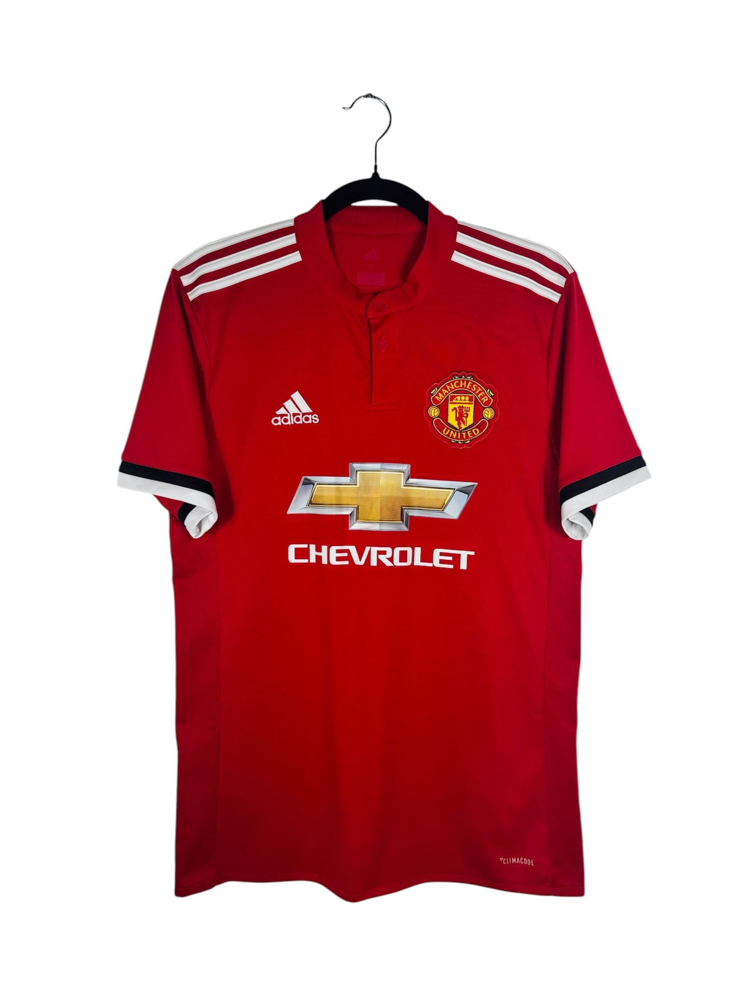 Maillot Manchester United 2017-2018 Domicile Adidas - Vue avant, taille S, couleur rouge.