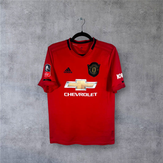 Maillot authentique Manchester United 2019-2020 Domicile Adidas vue de face (usure sponsors visible)