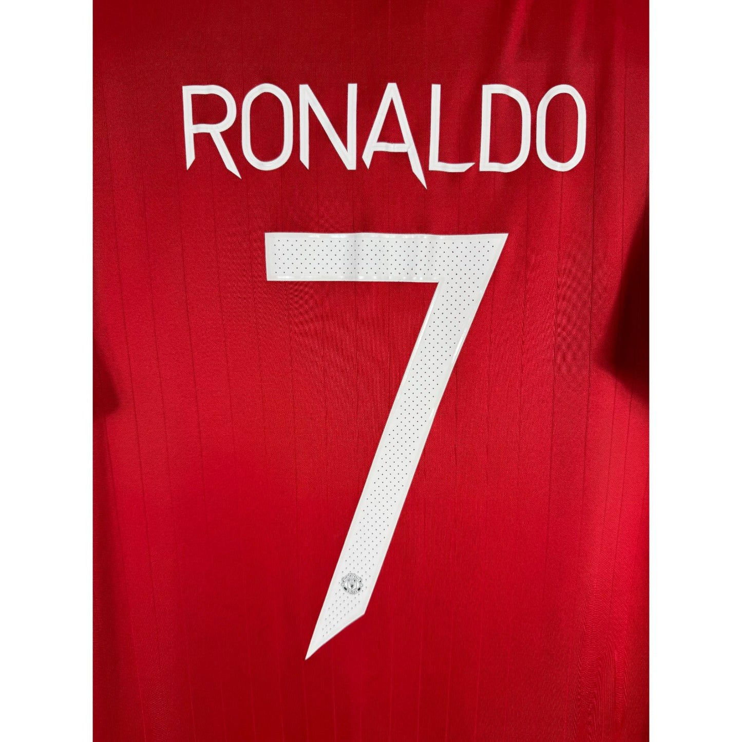 Détail de la typographie du flocage sur le numéro 7 de Cristiano Ronaldo