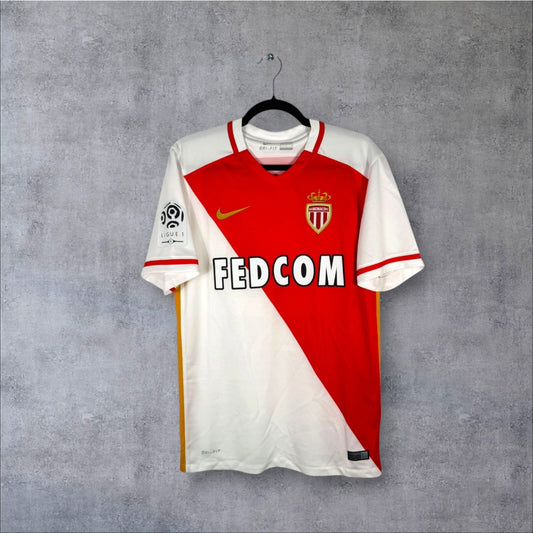 Maillot authentique AS Monaco 2015-2016 Domicile Nike détails dorés vue de face