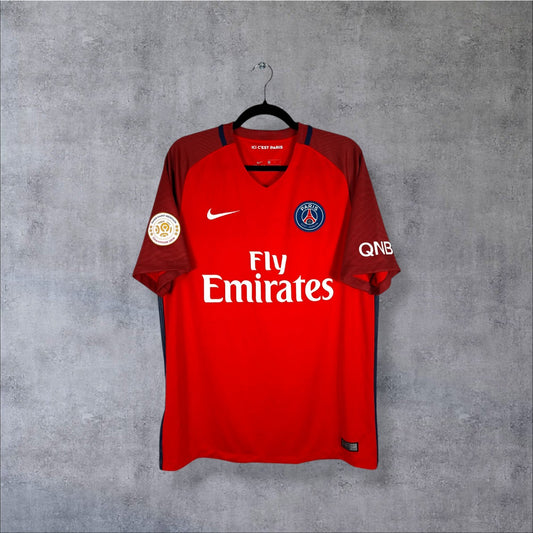 Maillot authentique PSG 2016-2017 Extérieur rouge Nike vue de face