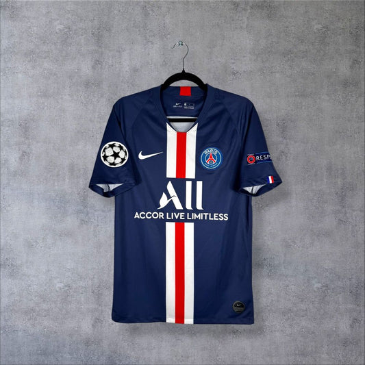 Maillot PSG 2019-2020 Domicile authentifié Nike bleu marine bande Hechter flocage Thiago Silva N°2 capitaine sponsor ALL taille S finale Lisbonne