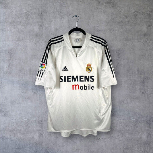 Maillot authentique Real Madrid 2004-2005 Domicile Adidas vue de face (Siemens Mobile)