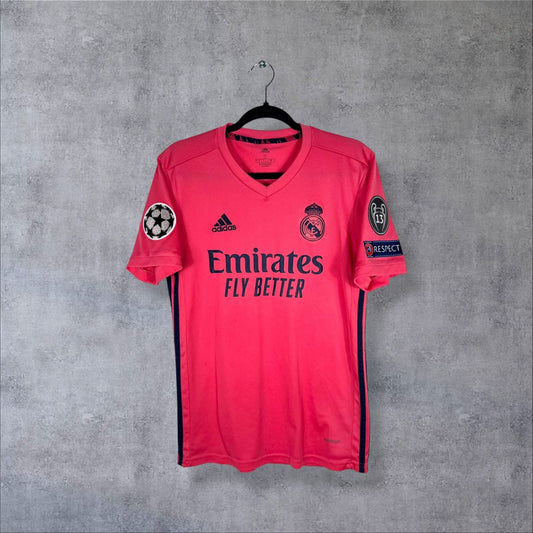 Maillot Real Madrid 2020-2021 extérieur vue face sponsor Emirates Fly Better