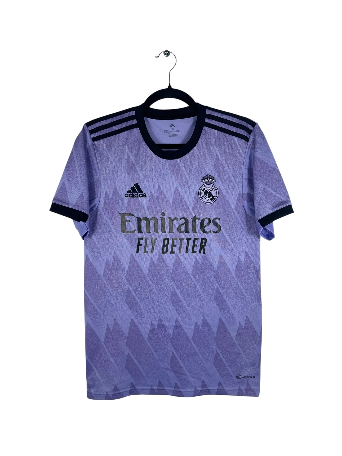 Maillot Real Madrid 2022-2023 extérieur Adidas Vinicius JR 20 blanc bleu XS vue avant