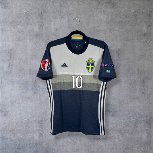 Maillot authentique Suède 2016 Extérieur Adidas bleu marine vue de face taille S
