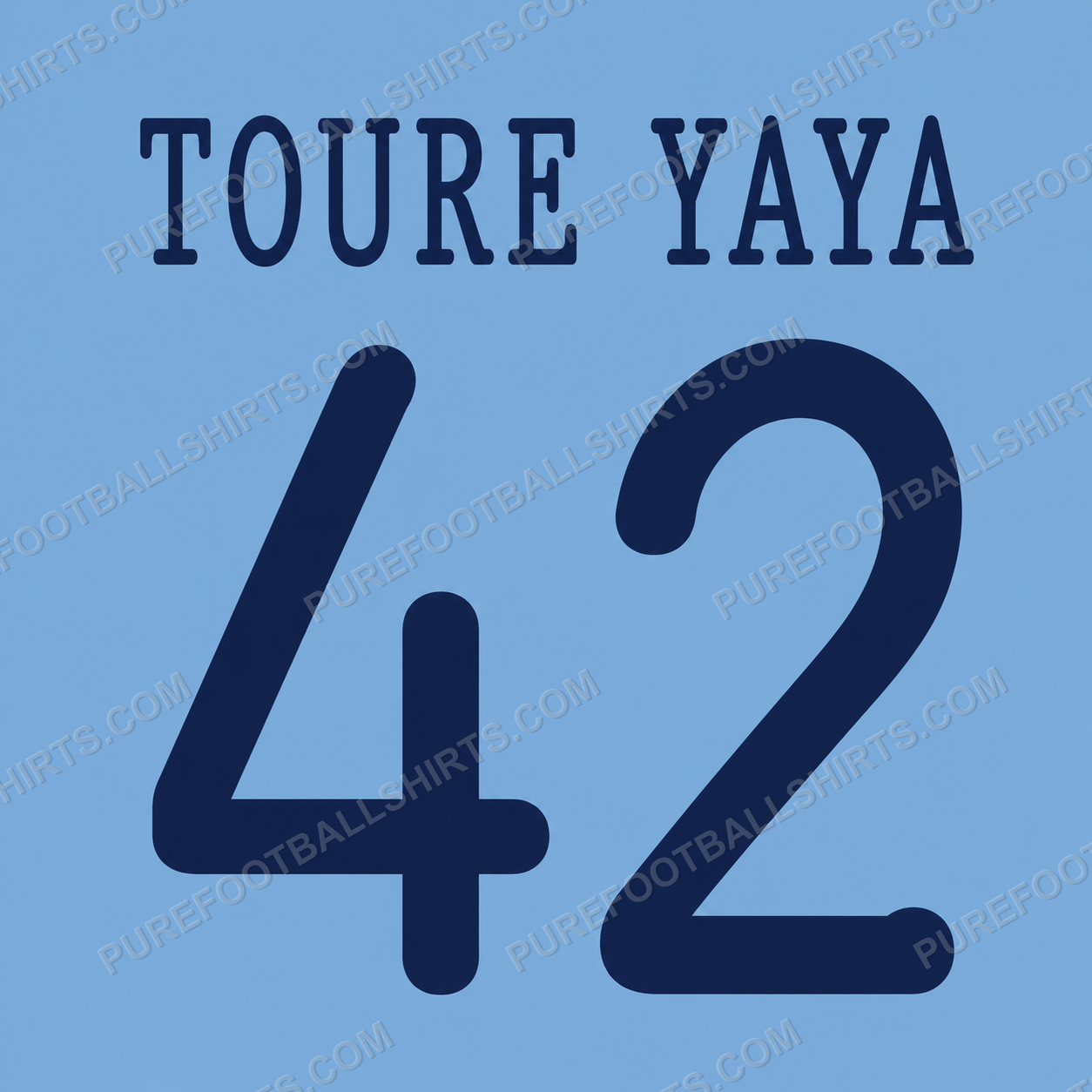 Flocage Touré Yaya 42 Manchester City 2013-2014 domicile — nameset repro typo Ligue des Champions