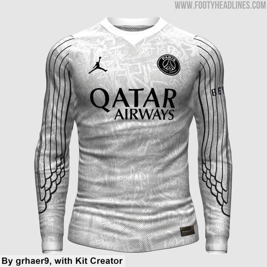 Fuite : le 4e maillot du PSG 2026-2027 ressort les ailes Jordan en blanc (photo Footy Headlines)