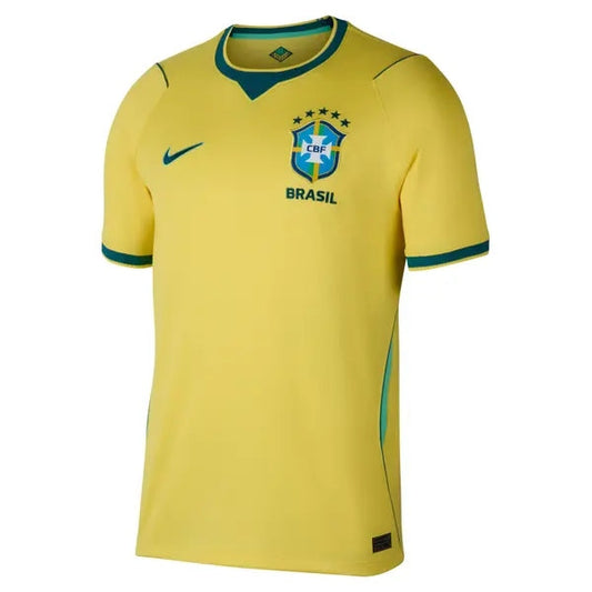 Maillot Brésil domicile Coupe du Monde 2026 Nike jaune Canari bleu héritage 1970 Pelé Vinicius Seleção motif drapeau