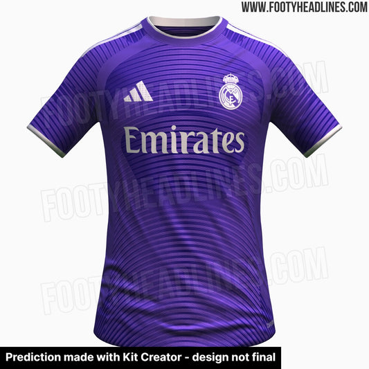 Fuite : le troisième maillot du Real Madrid 2027-2028 sera violet, inspiré du Bernabéu (photo Footy Headlines)