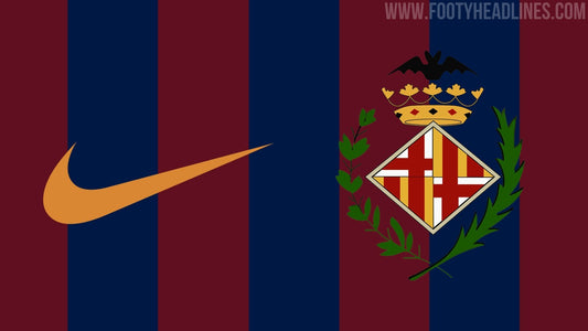 Fuite : le maillot domicile du FC Barcelone 2027-2028 ressusciterait le blason de 1899 (photo Footy Headlines)