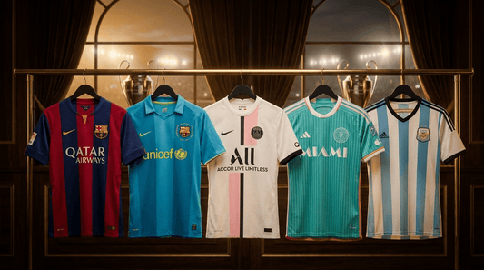 Collection maillots Lionel Messi La Pulga vintage carrière complète FC Barcelone PSG Inter Miami Argentine N°30 N°19 N°10 histoire et cote 2026