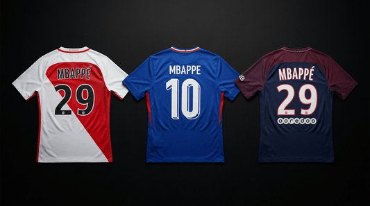 Maillots vintage Kylian Mbappé - carrière complète Monaco, France et PSG authentifiés par Pure Football Shirts