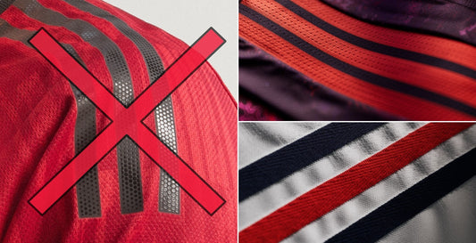 Adidas abandonne les 3 bandes collées sur ses maillots authentic 2026-2027 (photo Footy Headlines)