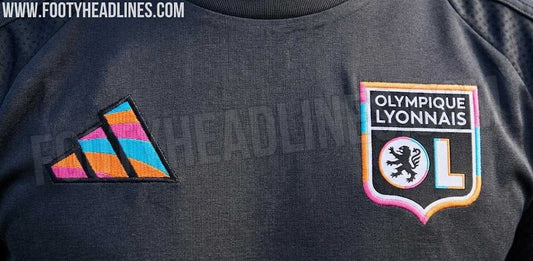 Maillot OL Olympique Lyonnais 2026-2027 Third Charcoal pattern leak Adidas logo brodé multicolore turquoise rose orange design forward