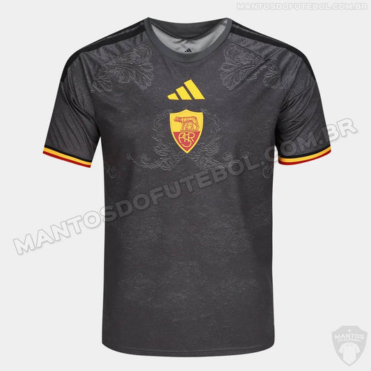 Fuite : le troisième maillot noir de l'AS Roma 2026-2027 remet la louve au centre (photo Footy Headlines)