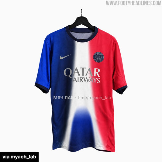 Fuite : le maillot pré-match du PSG 2027-2028 dessine la Tour Eiffel illuminée (photo Footy Headlines)