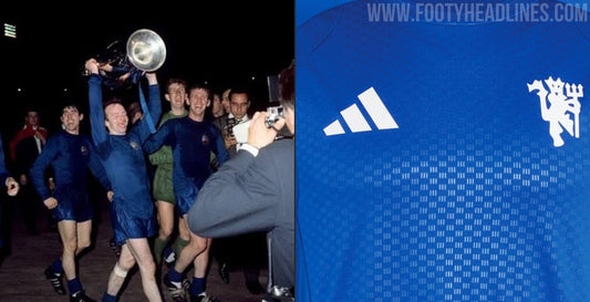 Fuite : le maillot d'entraînement Ligue des champions de Manchester United rend hommage à 1968 (photo Footy Headlines)