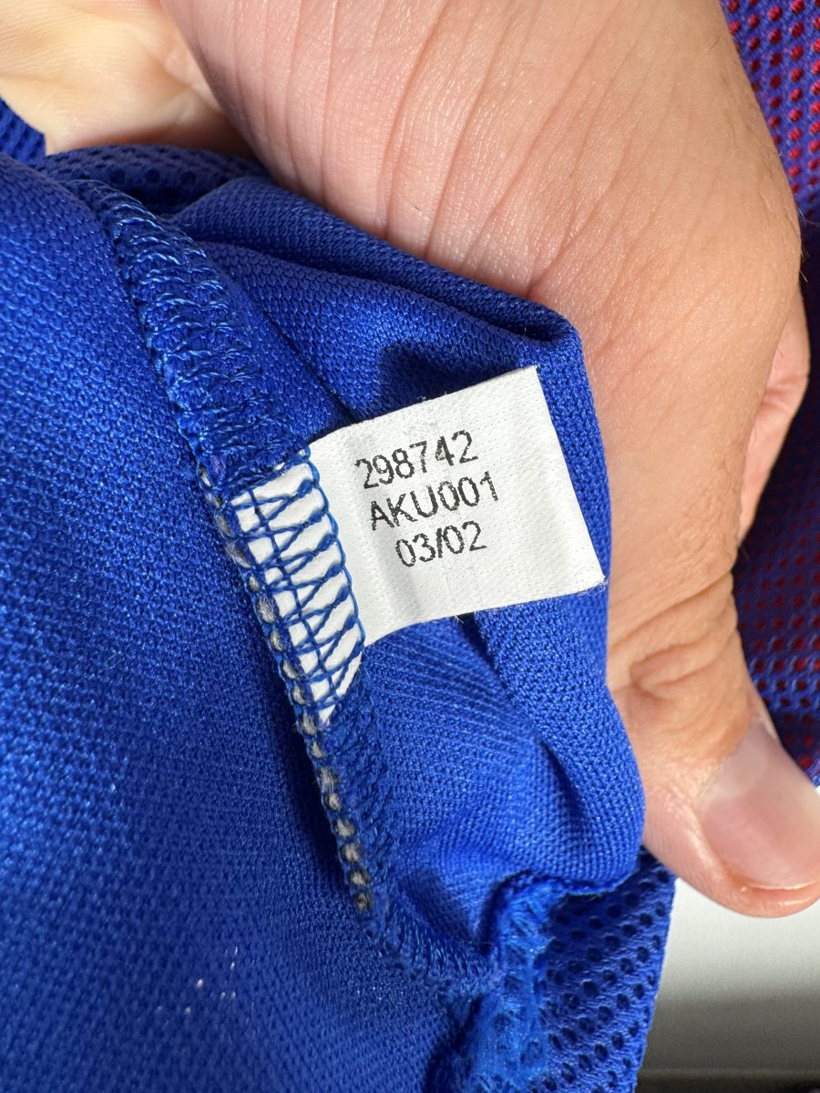Etiquette interieure adidas 298742 date 03/02 maillot France