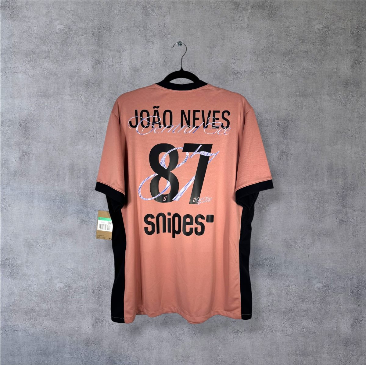 Maillot PSG Central Cee dos flocage Joao Neves 87 sponsor Snipes