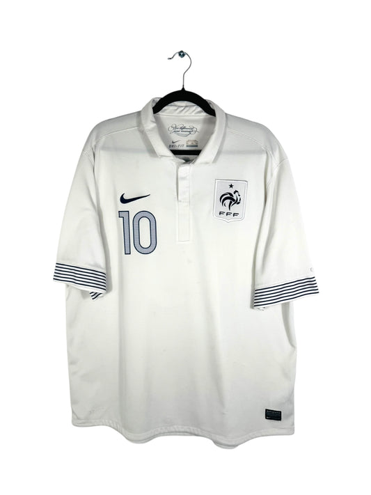 Maillot France 2012‑2013 extérieur Nike vue avant logo FFF et sponsor