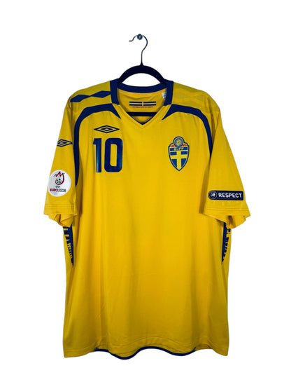 Maillot Suède Euro 2008 Domicile Umbro XL N°10 Ibrahimović