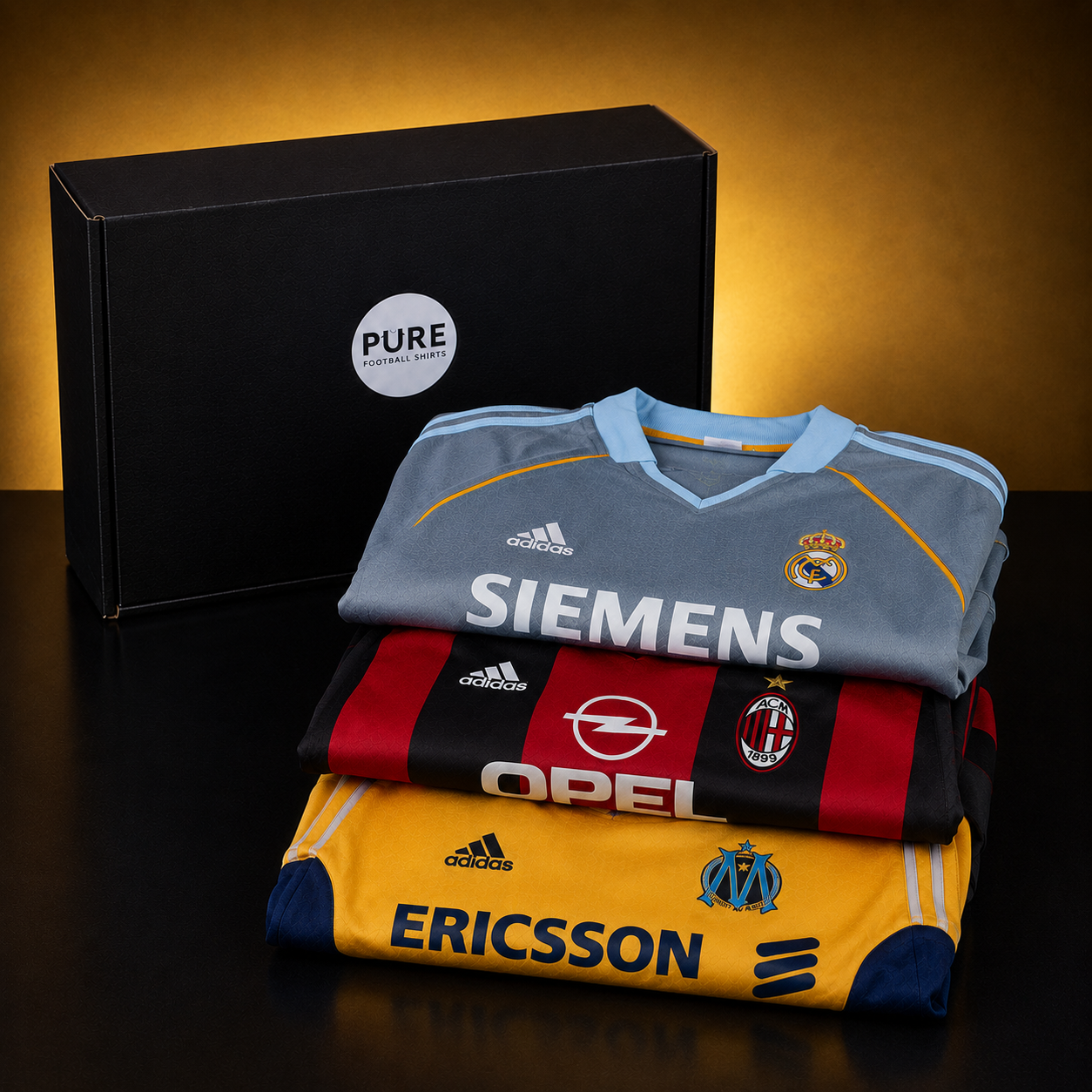 Epic Box Pure Football Shirts — pépites d'époque et boîte collector noire, papier de soie or