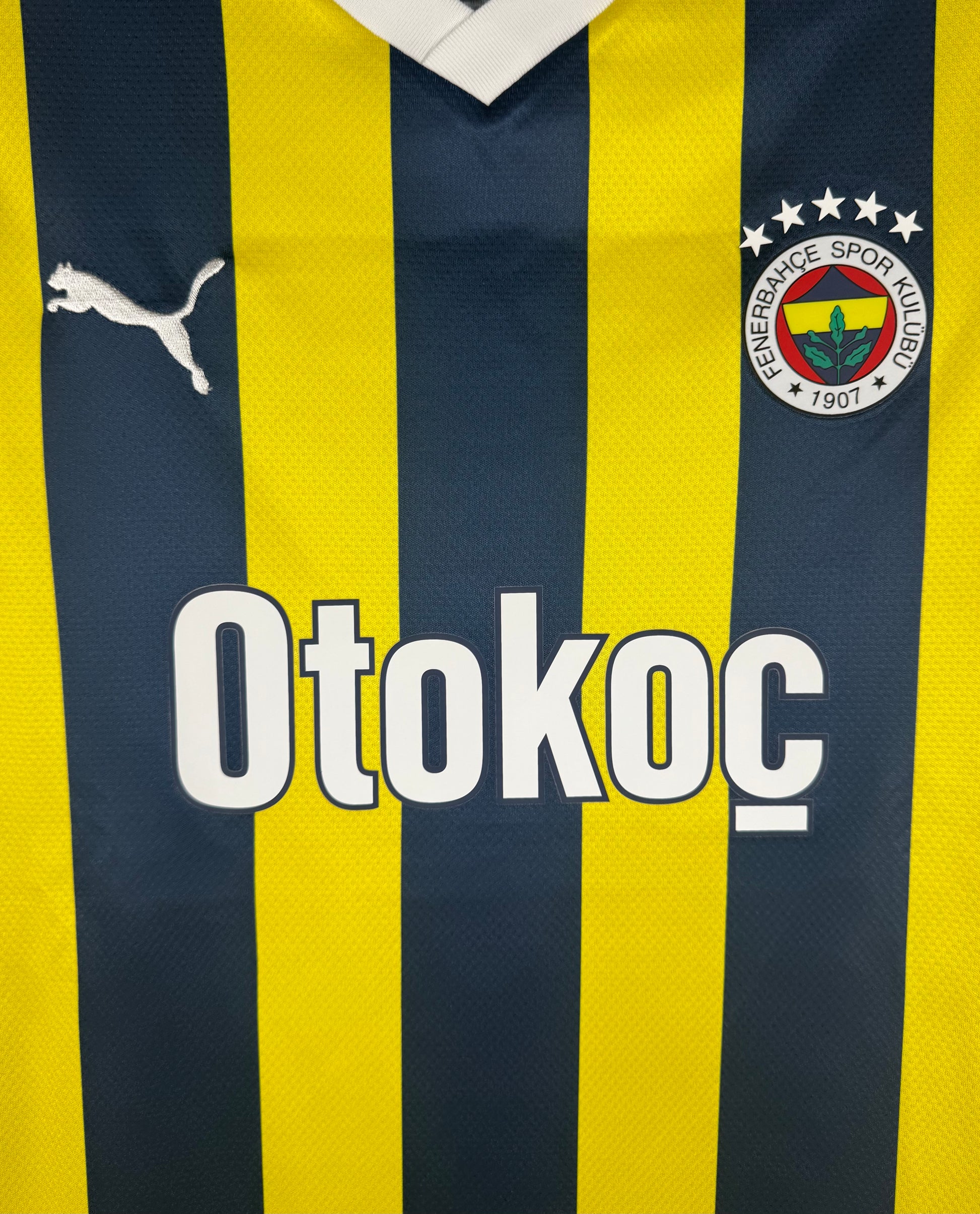 Gros plan sur le logo Puma, l'écusson Fenerbahce.