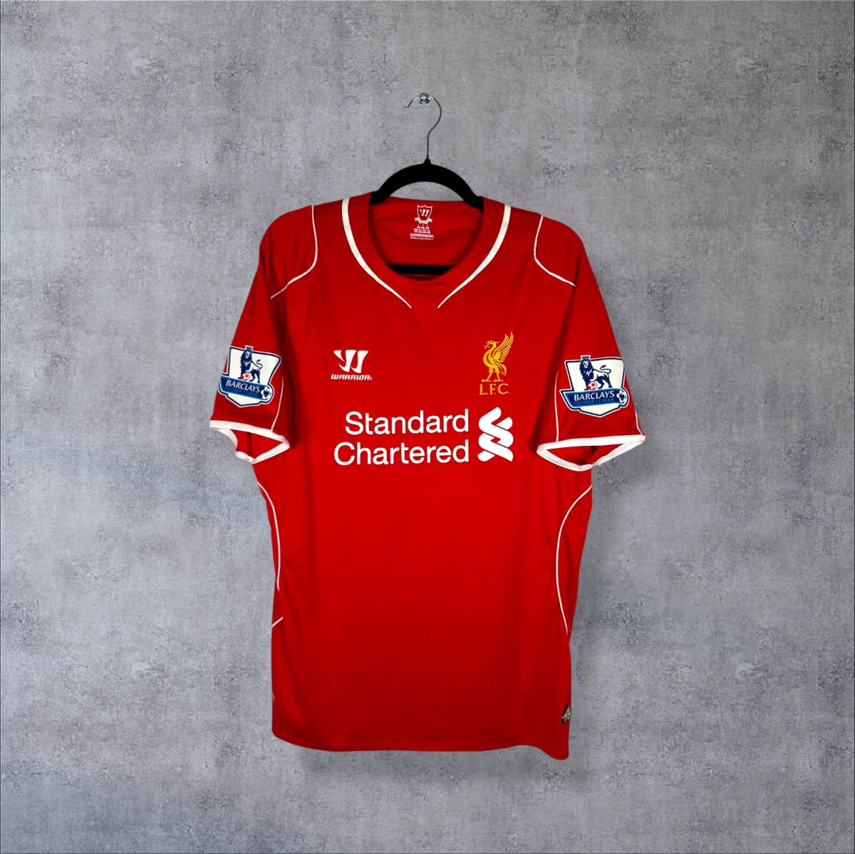 Maillot Liverpool 2014-2015 face sponsor Standard Chartered