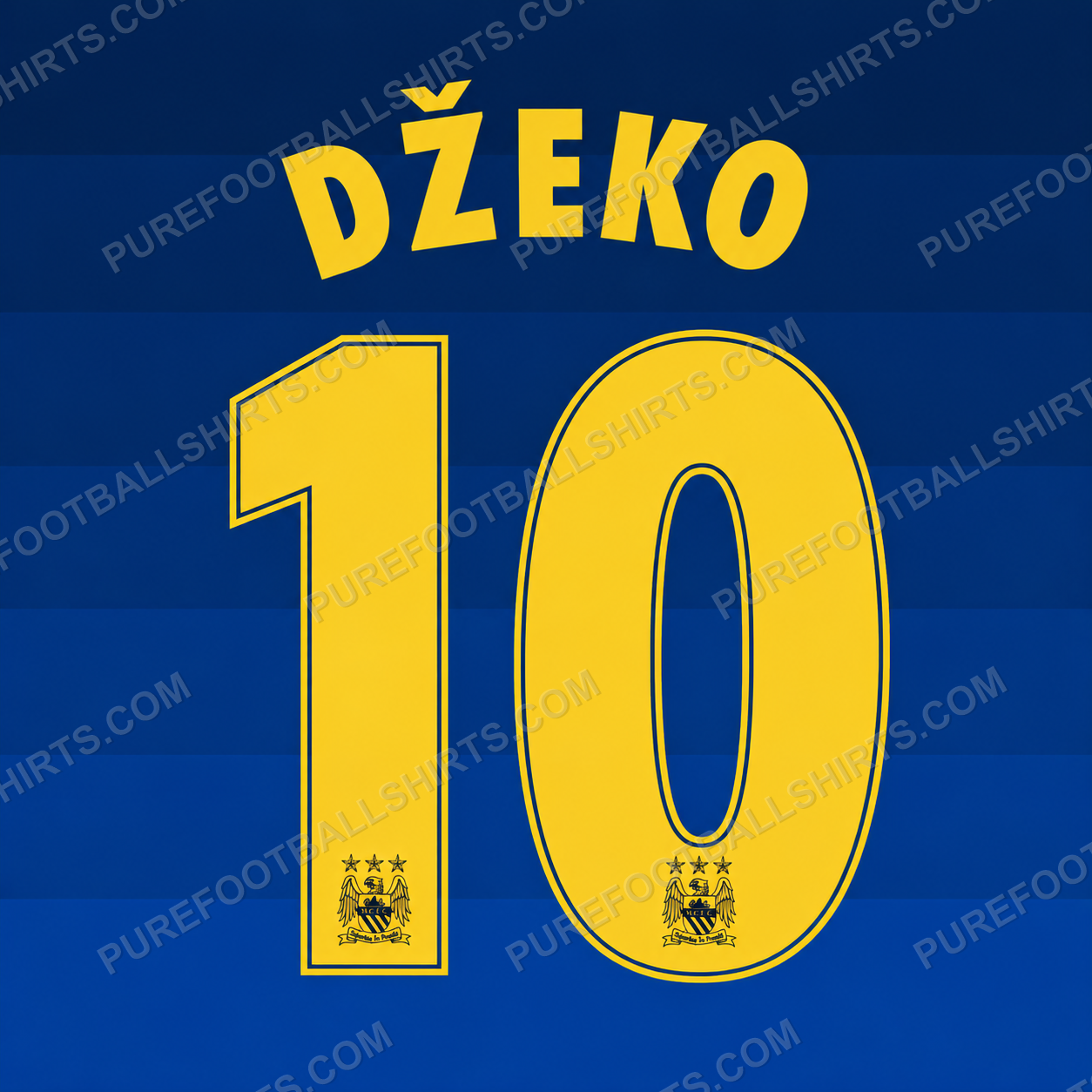 Flocage Džeko 10 Manchester City 2014-2015 extérieur — nameset repro typo Ligue des Champions