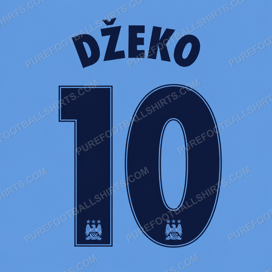 Flocage Džeko 10 Manchester City 2014-2015 domicile — nameset repro typo Ligue des Champions