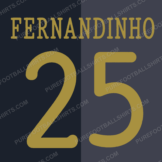 Flocage Fernandinho 25 Manchester City 2013-2014 extérieur — nameset repro typo Ligue des Champions
