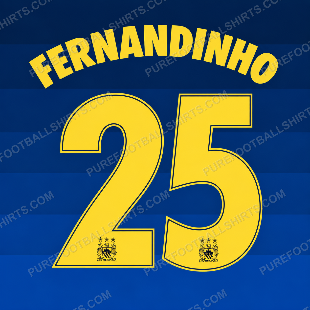 Flocage Fernandinho 25 Manchester City 2014-2015 extérieur — nameset repro typo Ligue des Champions