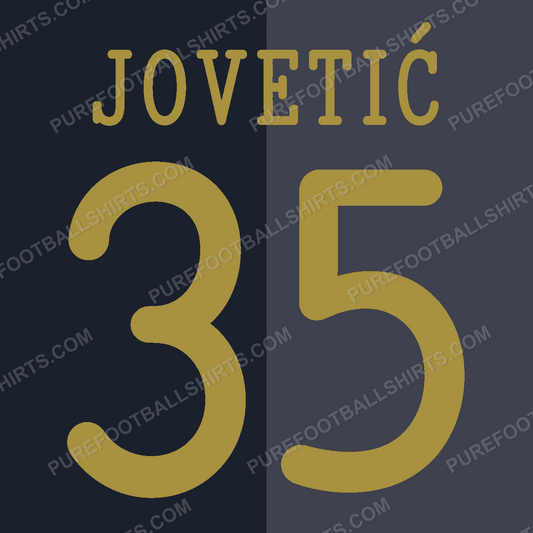 Flocage Jovetić 35 Manchester City 2013-2014 extérieur — nameset repro typo Ligue des Champions