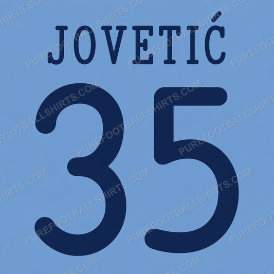 Flocage Jovetić 35 Manchester City 2013-2014 domicile — nameset repro typo Ligue des Champions