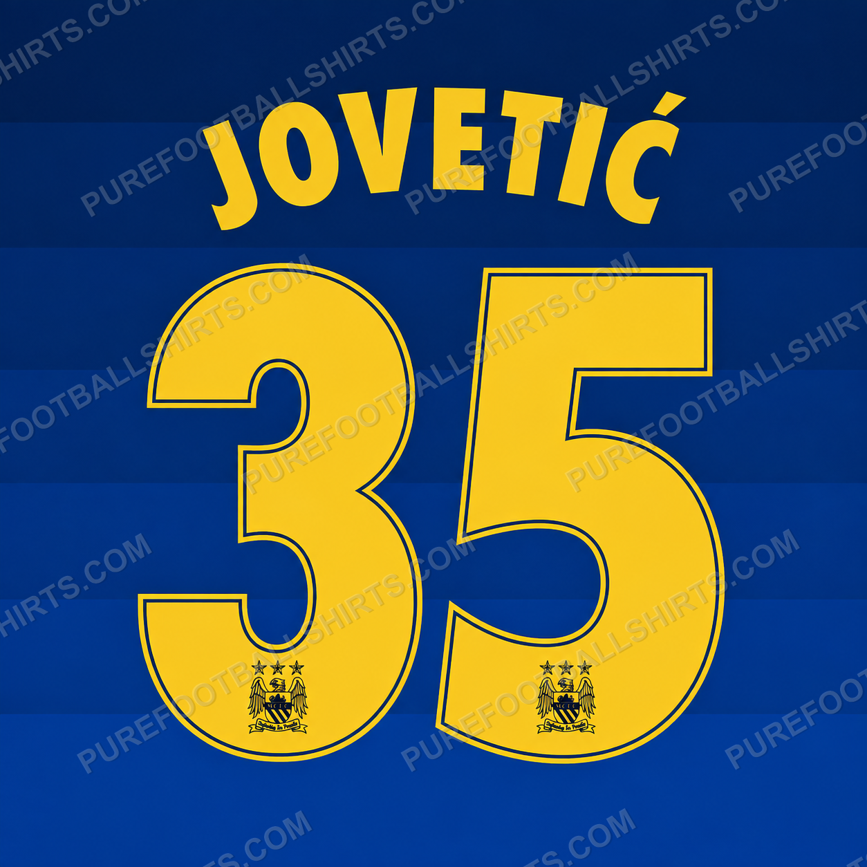 Flocage Jovetić 35 Manchester City 2014-2015 extérieur — nameset repro typo Ligue des Champions