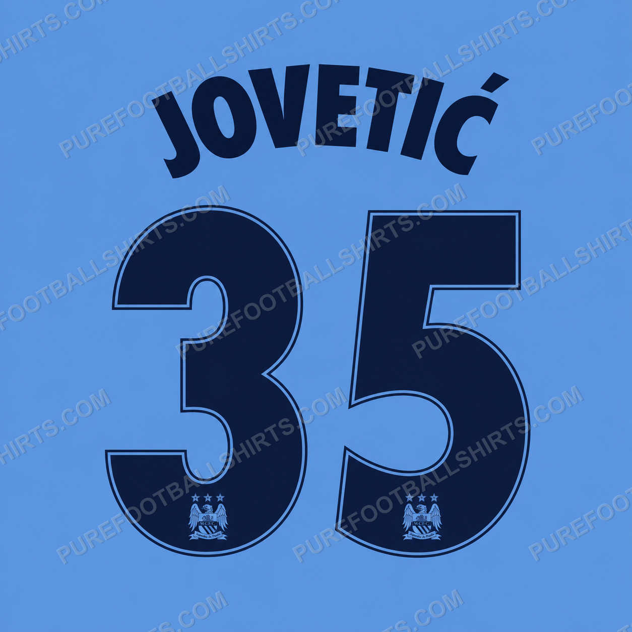 Flocage Jovetić 35 Manchester City 2014-2015 domicile — nameset repro typo Ligue des Champions