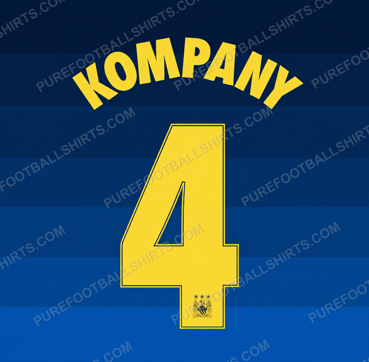 Flocage Kompany 4 Manchester City 2014-2015 extérieur — nameset repro typo Ligue des Champions