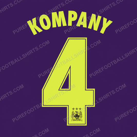 Flocage Kompany 4 Manchester City 2014-2015 third — nameset repro typo Ligue des Champions