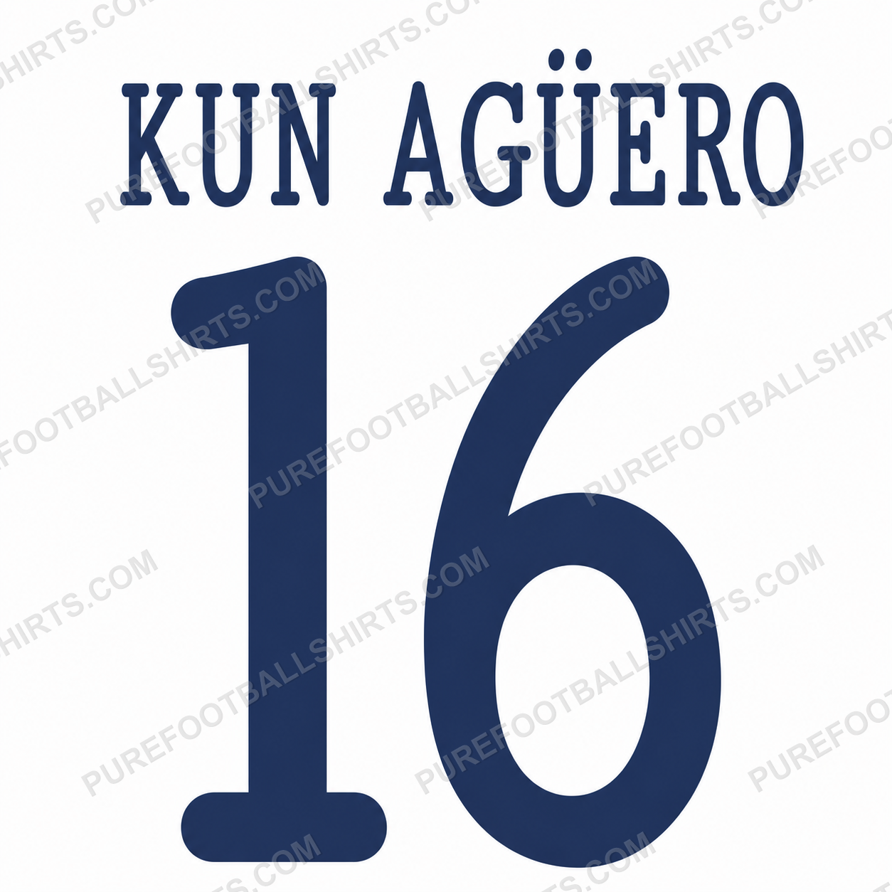 Flocage Kun Agüero 16 Manchester City 2013-2014 third — nameset repro typo Ligue des Champions