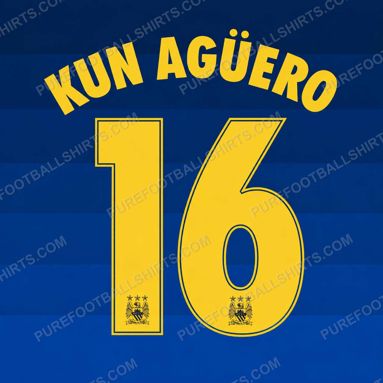 Flocage Kun Agüero 16 Manchester City 2014-2015 extérieur — nameset repro typo Ligue des Champions