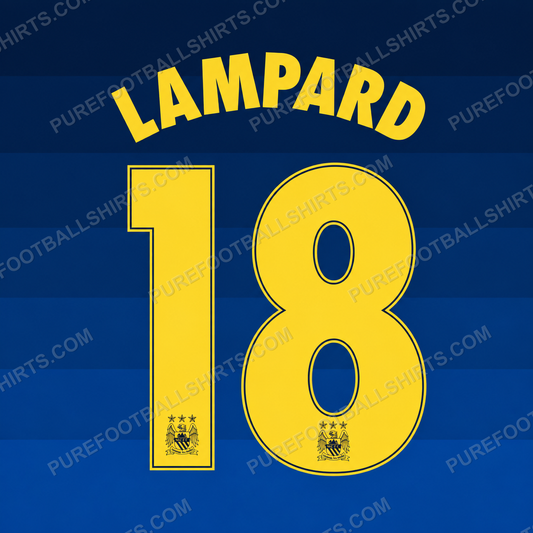 Flocage Lampard 18 Manchester City 2014-2015 extérieur — nameset repro typo Ligue des Champions